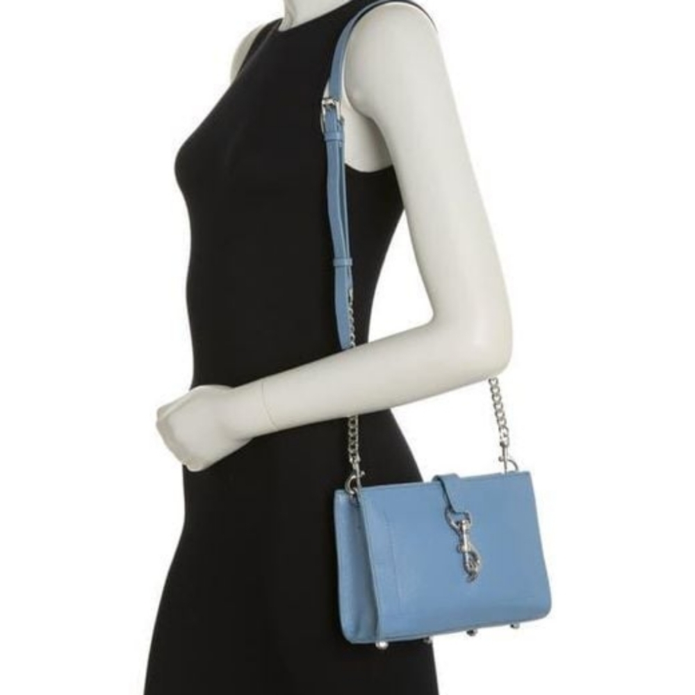 Rebecca Minkoff Avery Leather Crossbody Bag in Baby Blue NWT